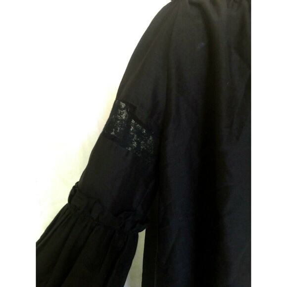 Barbara Bui Top Blouse Ruched Lace Long Sleeve Black Off Shoulder Oversized 40 - Picture 6 of 7
